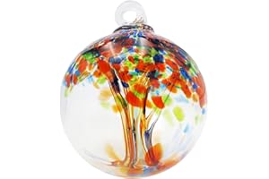 Dale Tiffany Hand Blown Glass, 4" Diameter Royal, Tree of Life Collection, Witch Globe Hanging Garden Indoor/Outdoor Decorative Ornament Gazing Ball