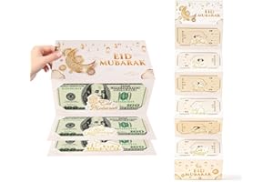 SINGOMON 1 Set Eid Mubarak Money Envelope with 7pcs Gift Pockets Eid Money Envelope Cash Envelope Ramadan Envelopes with Kraf