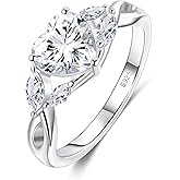 BELLNA S925 Sterling Silver Promise Rings For Her Heart Birthstone Ring Wedding Engagement Valentine's Day Jewelry For Women