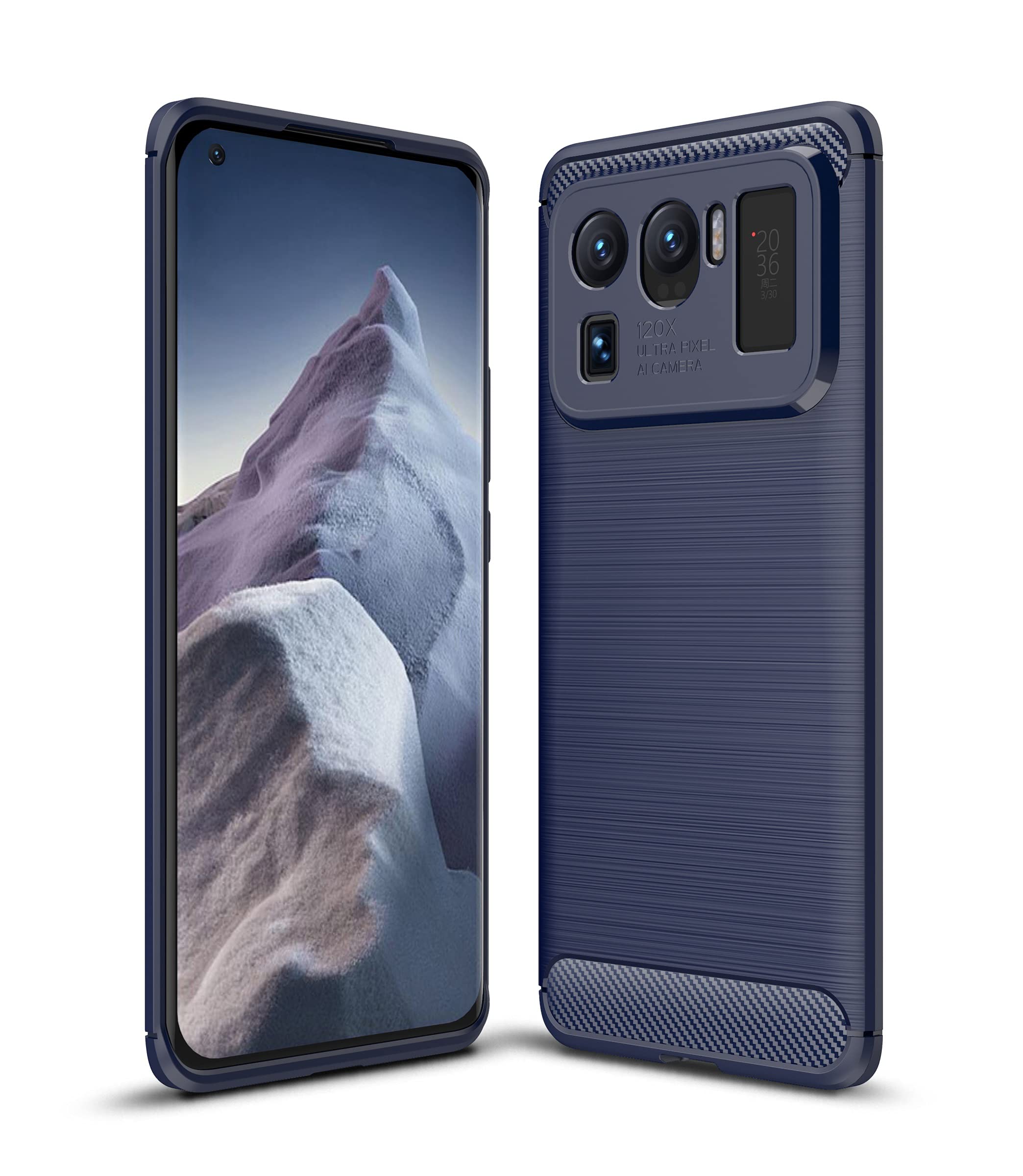 CruzerLite Carbon Fiber Texture Design Cover Shock Absorption Xiaomi Mi 11 Ultra Case for Xiaomi Mi 11 Ultra (2021) (Blue)