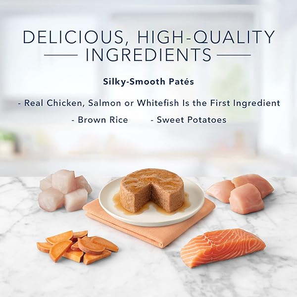 BLUE BUFFALO TASTEFULS NATURAL PATE WET CAT FOOD VARIETY PACK, SALMON, CHICKEN, OCEAN FISH & TUNA ENTRÉES 3-OZ CANS (12 COUNT – 4 OF EACH FLAVOR)