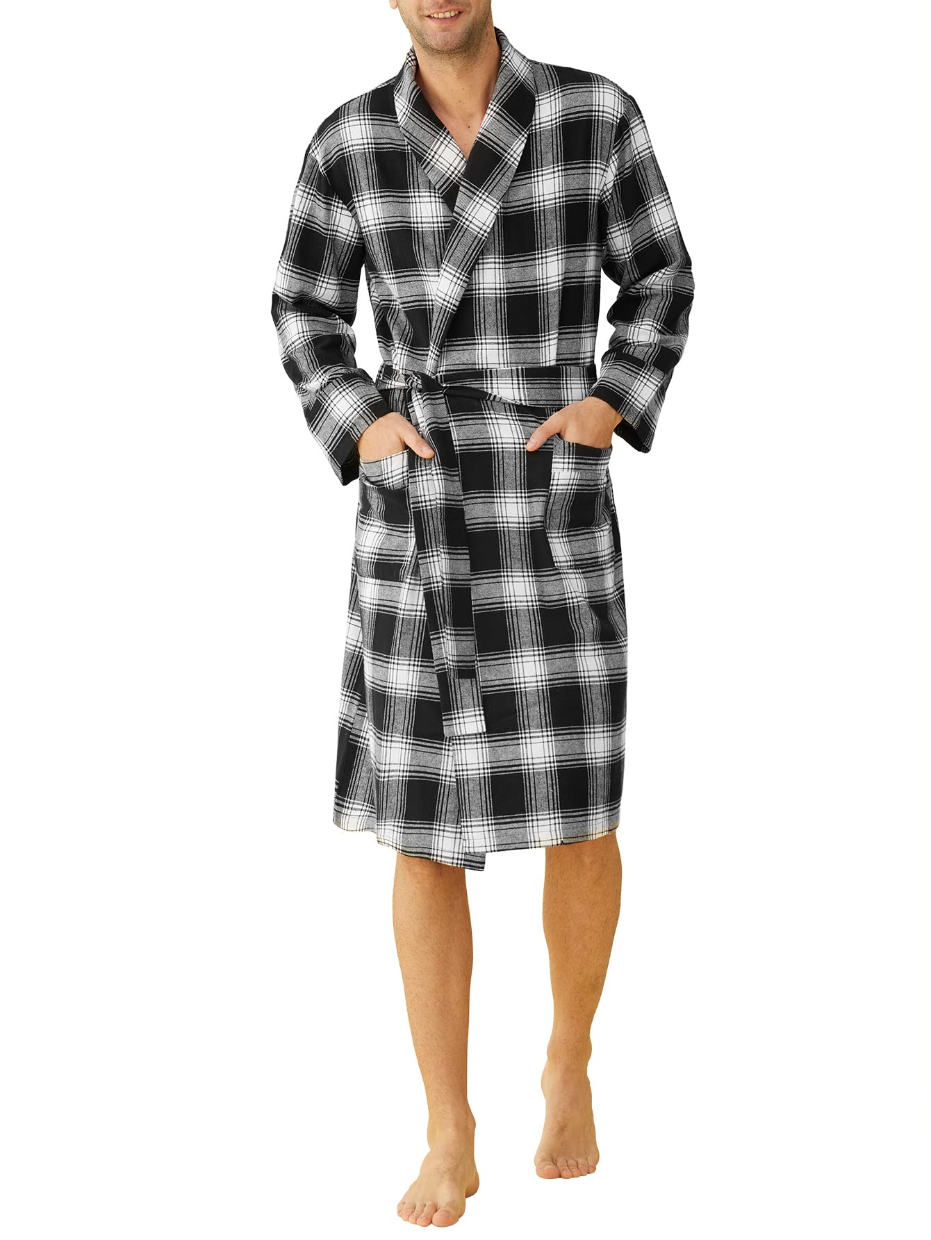 Latuza Men's Cotton Flannel Robe XXL Black
