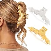 BARTOSI Gold Shell Claw Clips Large Metal Hair Clips Sea Shell Hair Accessories for Women and Girls (Pack of 2)