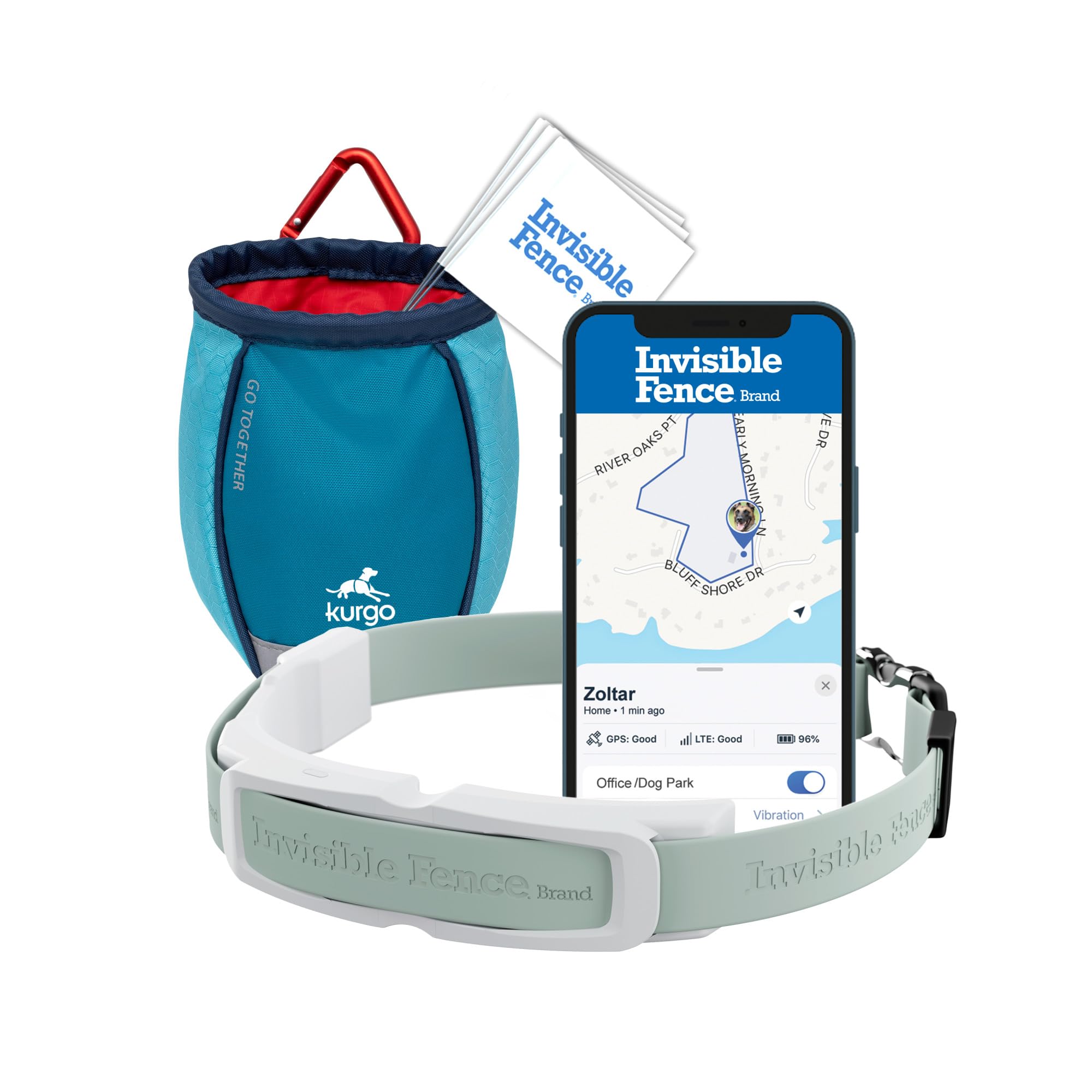 Photo 1 of Invisible Fence GPS Dog Fence & Tracking Collar Bundle with Training Flags (White) & Treat Bag (Blue), Wireless GPS Tracker Collar, for Medium & Large Dogs, Waterproof - 1 Year Subscription Included