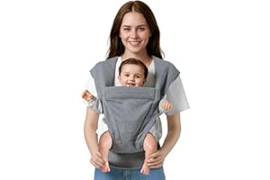 MISSWISDOM Baby Carrier Newborn to Toddler Baby Wraps Carriers(7-30lbs), Newborn Carrier with Head Support, Infant Holder Carrier with Enhanced Lumbar Support, Light Grey