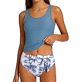 Jrbybazy Girls Swimsuit 2 Piece Tankini Swimsuits Floral Bathing Suit with Side Tie Knot Padded Swimwear 7-16Y