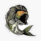 STICKY DUDE Bass Mullet Sticker, 5 inches - Yeti Cup Vinyl Waterproof Decal for Car, Laptop, Wall, Window, Bumper