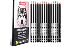 GETHPEN Professional Drawing Sketching Pencil Set - 14 Pieces Graphite Pencils(14B - 4H), Ideal for Drawing Art, Sketching, Shading, Artist Pencils for Beginners & Pro Artists