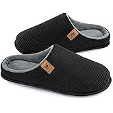 VeraCosy Men's Cozy Slip-on Slippers Corduroy Memory Foam Indoor House Shoes