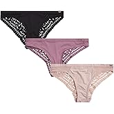 Jessica Simpson Women's Tanga Underwear - 3 Pack/6 Pack Soft Microfiber Lace Back Panties - Breathable Underwear for Women