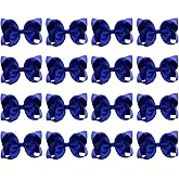 DEEKA 16 PCS 4" Hand-made Hair Bow Grosgrain Ribbon Solid Color Hair Bow Alligator Clips Hair Accessories for Little Teen Toddler Girls -Royal Blue