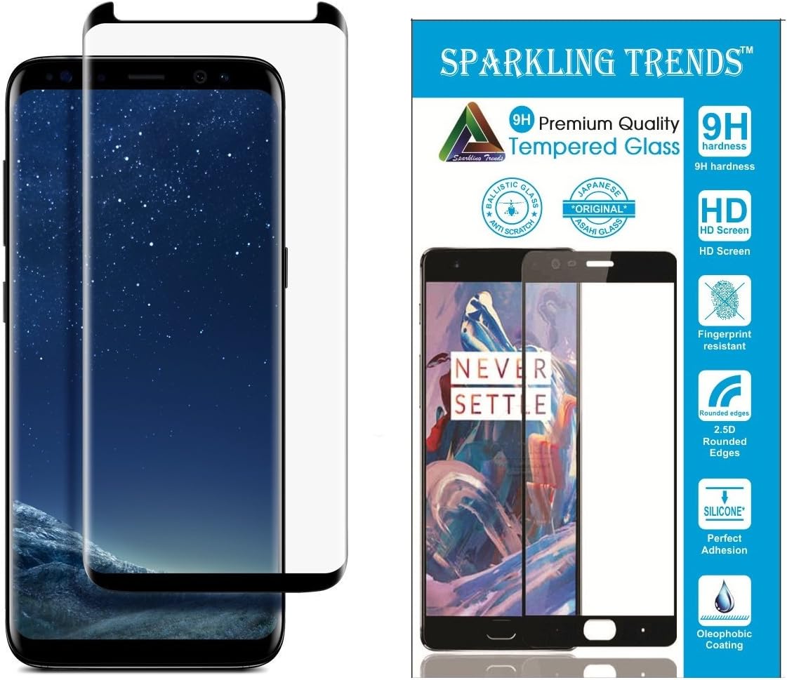 Sparkling Trends Case Friendly 3D Tempered Glass Screen Protector for Samsung Galaxy S8 5.8 Inch Black