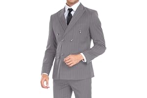 ELIONM Mens Suits Slim Fit 3 Piece Double Breasted Tuxedo Suit Jacket Vest Pants Set for Wedding Prom