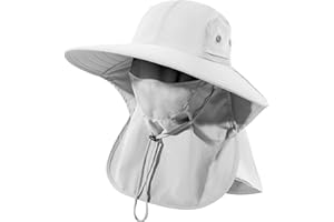 HEEHIPOO Mens Women Fishing Hat UPF 50+ Wide Brim Sun Hat with Face Cover & Neck Flap