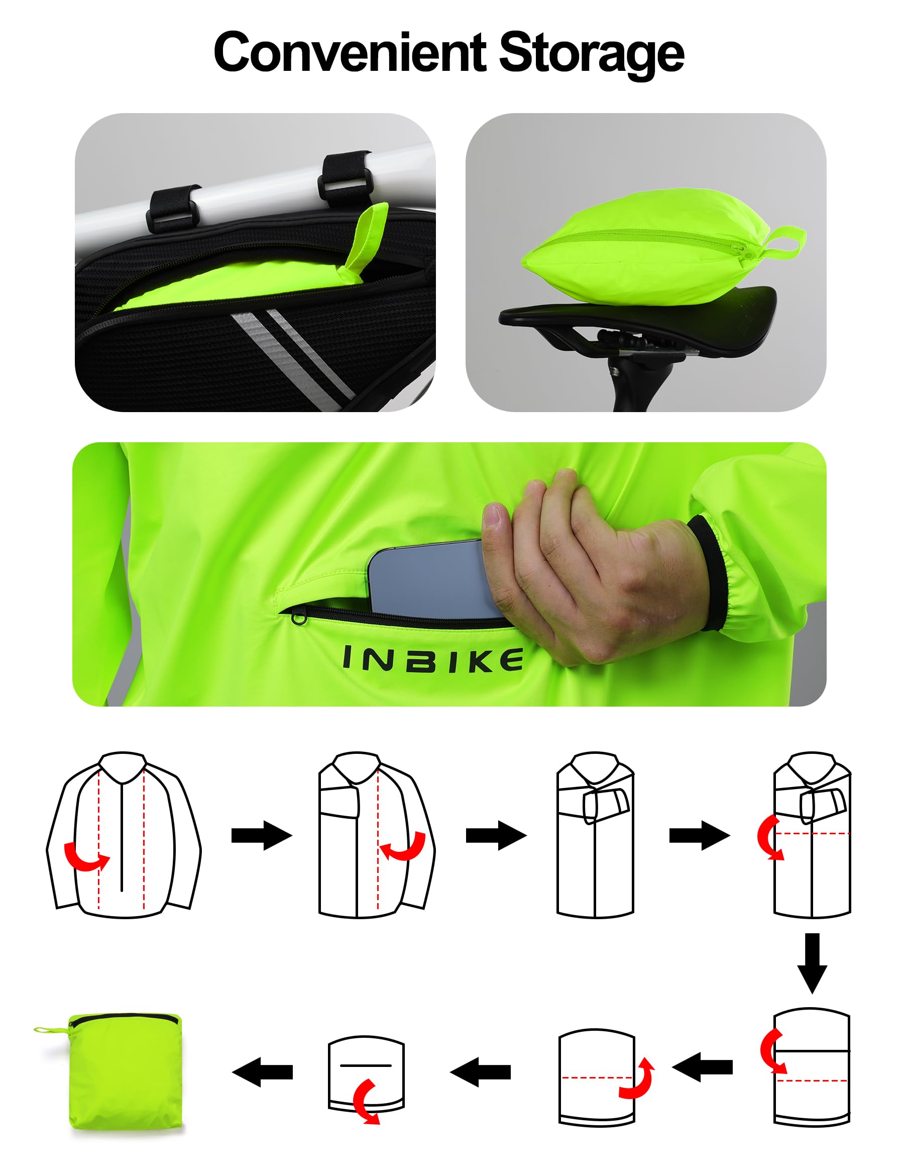 INBIKE Fahrradjacke Herren Sommer Winter Wasserdicht Atmungsaktiv Regenjacke Regenmantel Fahrrad Radsport Laufjacke Regen Leicht Frühling Herbst Orange XL 6