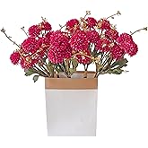 Faux Mums Red Small Fake Chrysanthemums Flowers Faux Kiku Flower Artificial Pompon Flowers Indoor Purple Red Mini Chrysanthemum Ball Bouquet Centerpieces For Tables Home Wedding Decoration(4 Bundels)