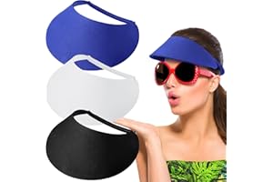 Vabean 3 Pcs Sun Visors for Women Solid String Sun Hat Fabric Foam Adjustable Soft Womens Golf Tennis Visor