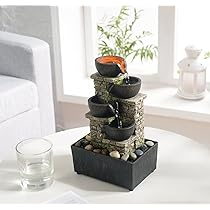 Fontaine d'intérieur en cascade à 4 niveaux de 23,6 cm - Fontaine