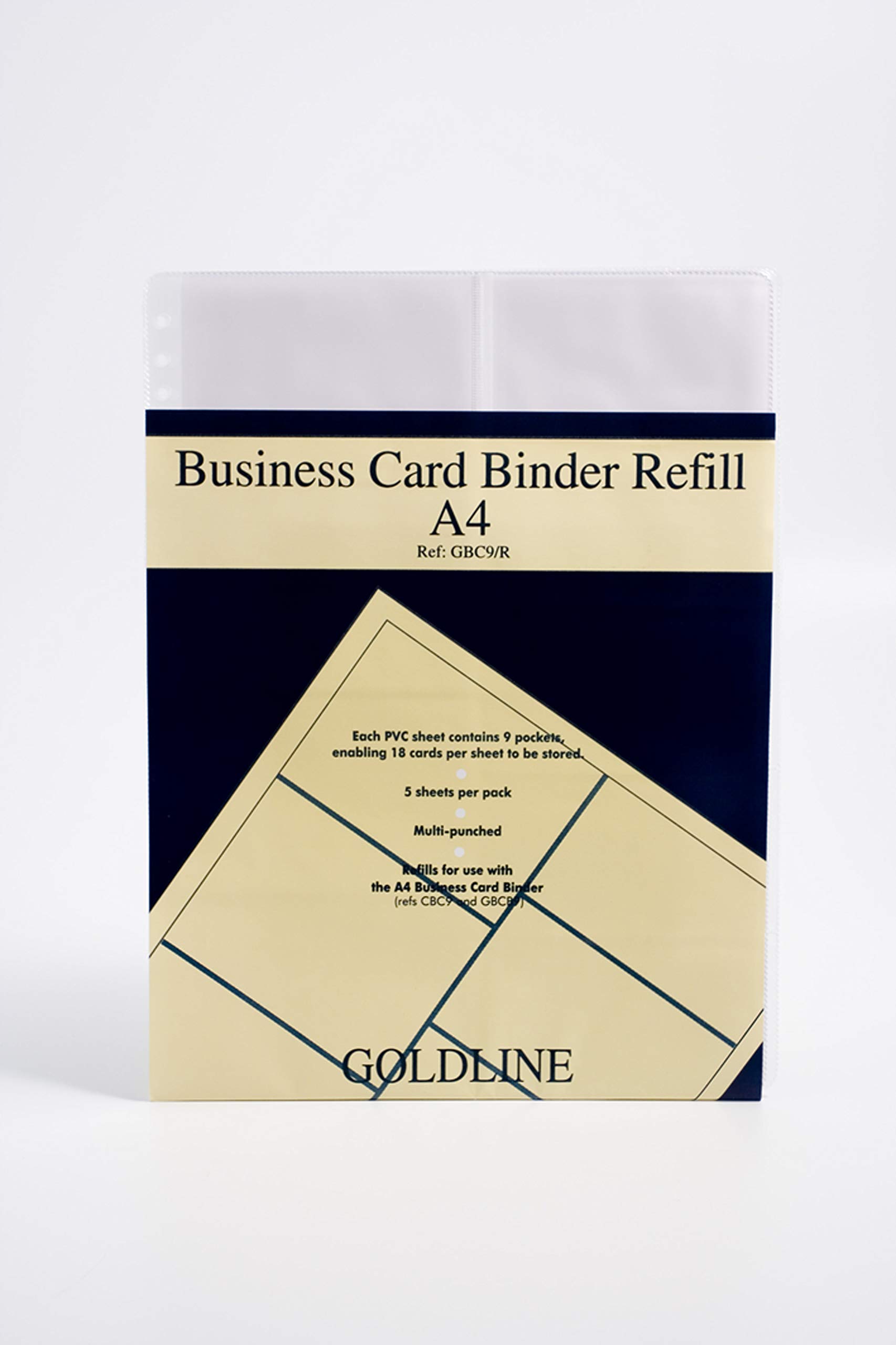 Exacompta - Ref GBC9/RZ - Guildhall - Business Card Binder Refill Sheets, A4, 9 Card Pockets Per Sleeve, Suitable for Use With DBCB9/BLUZ Card Binders - 5 Sleeves