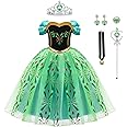 WOXVM Anna Princess Dress for Girls Anna Costume Christmas Birthday Party Princess Dress up Elsa Costume with Accessories