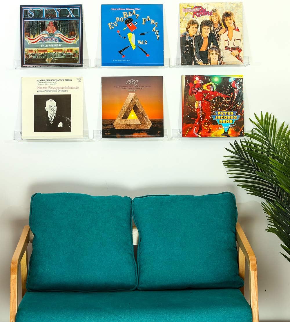 Sooyee Clear LP Vinyl Record Display Shelf Wall Mount,6 Pack Acrylic Album Record Holder,Display Your Daily Listening in Style Office Home: Home Improvement
