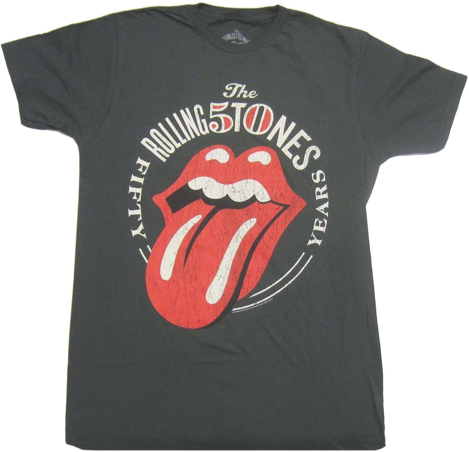 RockWaresUSA Rolling Stones 50 Years Lightweight Charcoal T-Shirt (XX-Large): Amazon.in 