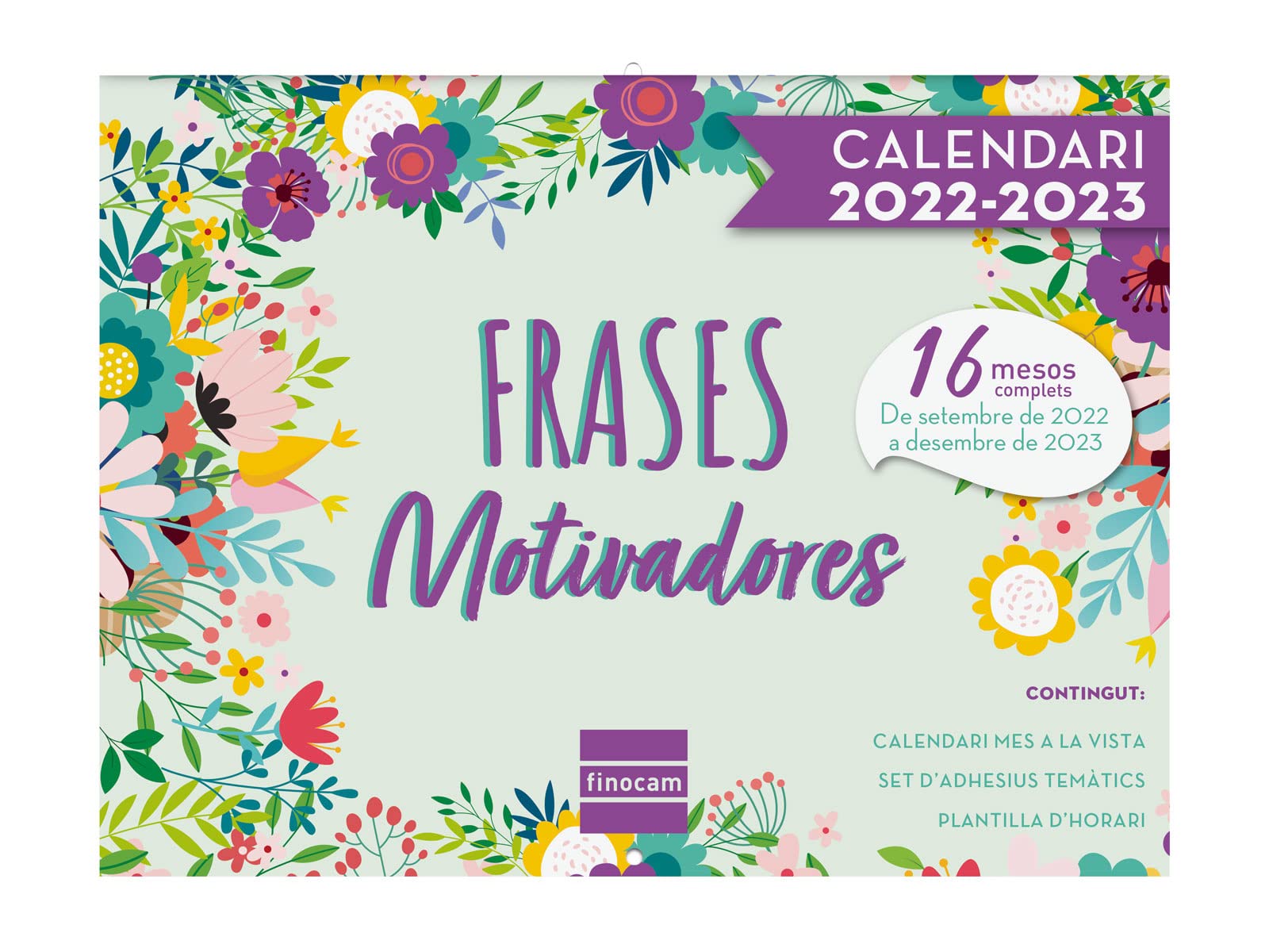 Finocam - Wall Calendar 2022 2023 Images 16 Month View September 2022 - December 2023 (16 months) Motivational Phrases Catalan