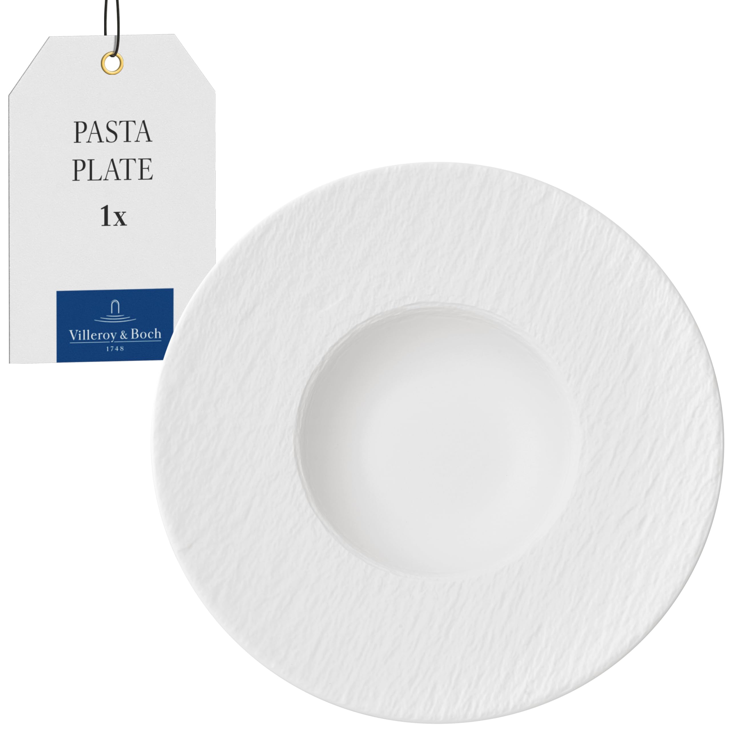 Villeroy & Boch Manufacture Rock Blanc Pasta Plate, 29 cm, Premium Porcelain, White