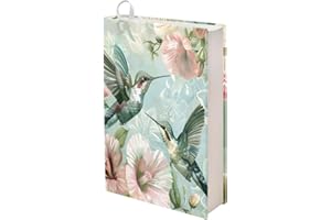 Gomyblomy Book Cover for Paperback Bible Aesthetic Green Hummingbird Floral Design Travel Book Case Protector for Teen Girls Women Soft Book Sleeve for Hardcover Books