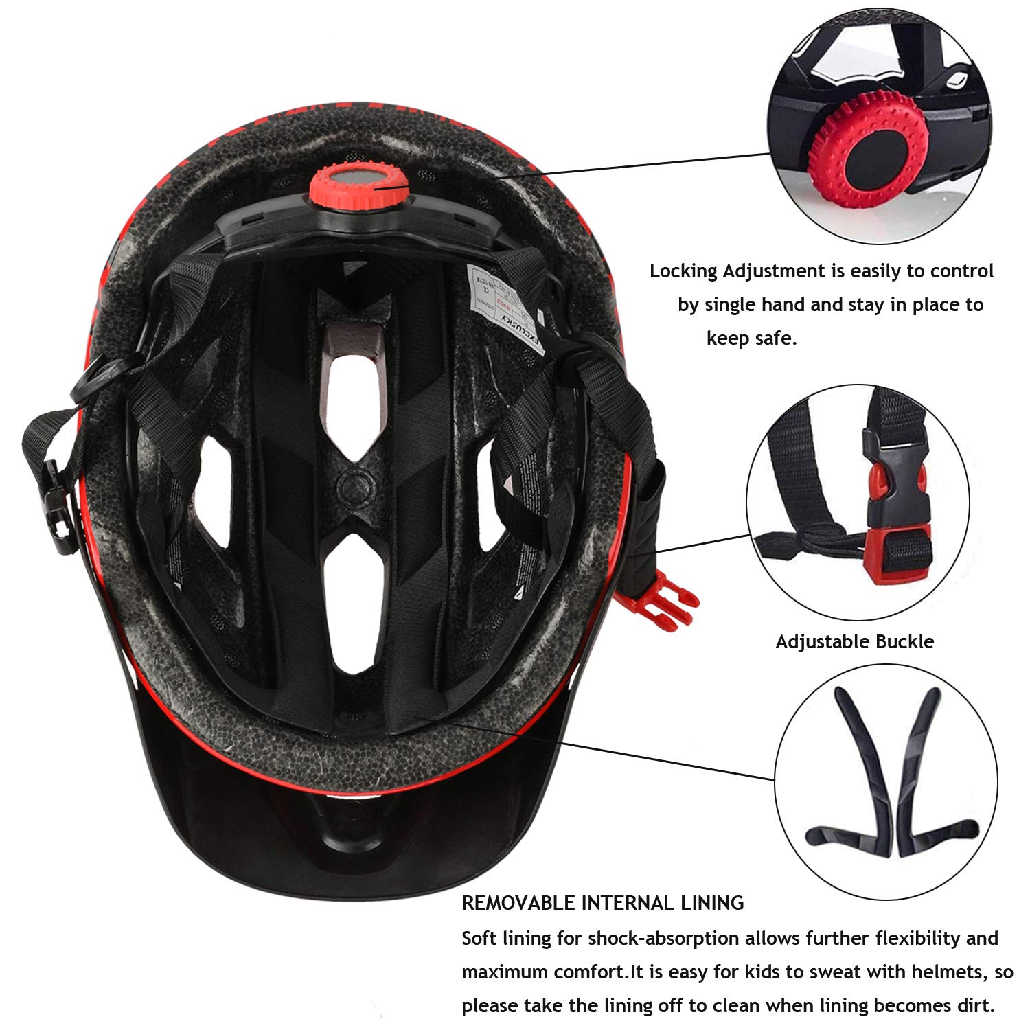 Kids Helmet, Exclusky Kids Bike Helmet Adjustable Safety Lightweight Children Bicycle Helmet for Kids Skating Cycling Scooter Boys and Girls Bicycle Helmets Ages 5-8-14