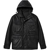 UIQUR Mens Leather Jackets Casual Stand Collar PU Faux Leather Zip-Up Motorcycle Bomber Jacket With Hood