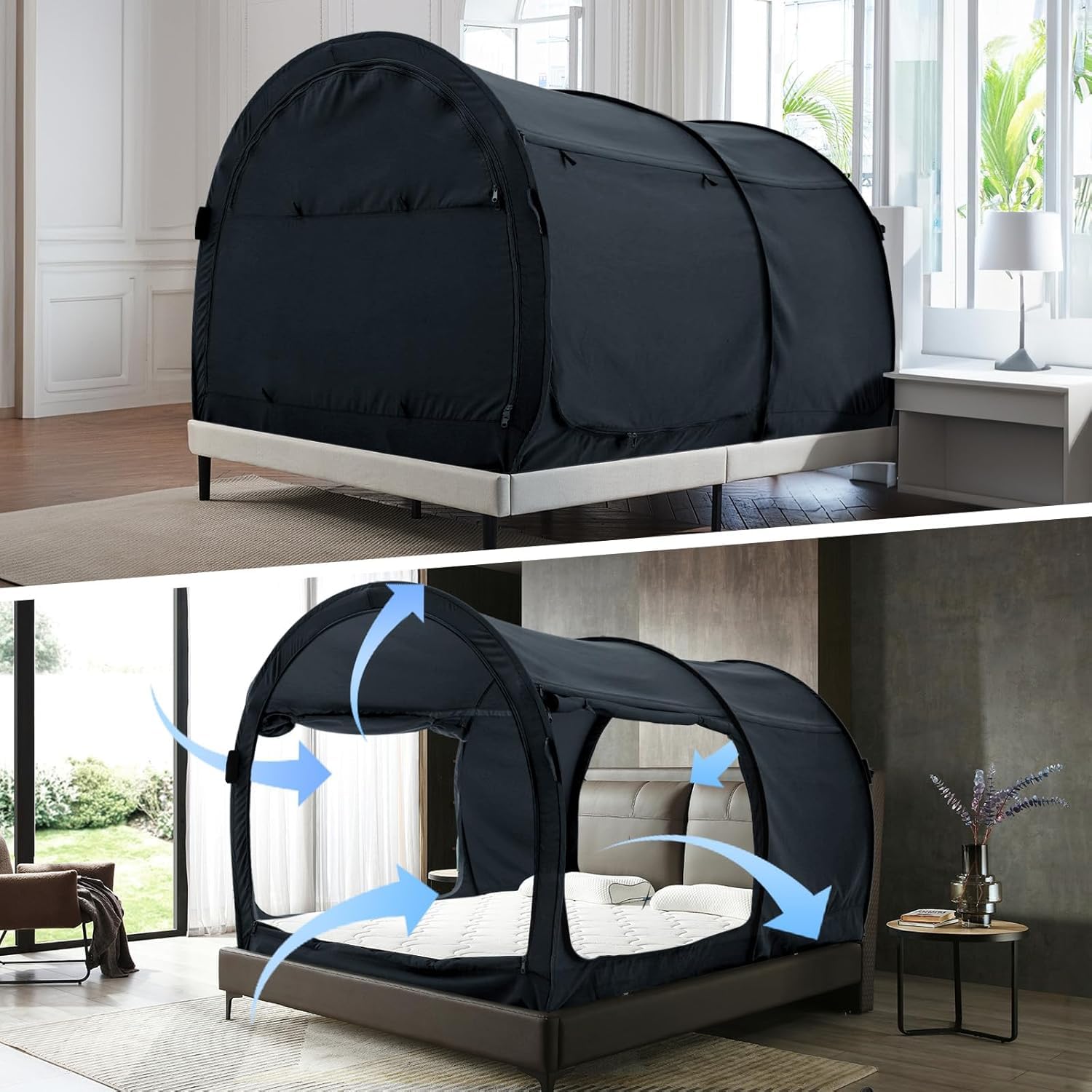 Alvantor Bed Tent Queen Blackout Sleeping Tent Bed for Adults Queen Size Beds Canopy Pop Up Indoor Tents Portable Dream Privacy Tents for Beds (Mattress Not Included) Image Alvantor Bed Tent Queen Blackout Sleeping Tent Bed for Adults Queen Size Beds Canopy Pop Up Indoor Tents Portable Dream Privacy Tents for Beds (Mattress Not Included) Image