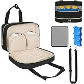 Breastmilk Cooler Travel Bag, Wearable Breast Pump Storage Bag Compatible with Momcozy/Eufy/Elvie/Willow/Medela Breast Pump with Ice Pack and Waterproof Mat,Black