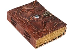 ULCH Hocus Pocus Book of Spells Handmade Vintage Leather Journal Notebook with Lock Book of Shadows and Spell Book Hocus Pocus 2 Spell Books with Real Spells Perfect for Halloween Decor Witchcraft Supplies