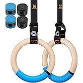 Gonex Wooden Gymnastic Rings with Adjustable Number Straps, Olympic Rings for Gym, Workout, Exercise, Outdoor Training, Quick