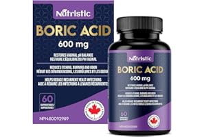 Nutristic Boric Acid Suppositories | 600mg | 60 Suppositories | Helps Reduce Yeast Infections | Reduces Itching, Burning & Od
