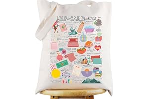 WZMPA Self Care Canvas Tote Bag Mental Health Inspired Gift Self Care Definition Shoulder Bag Self Care Merchandise