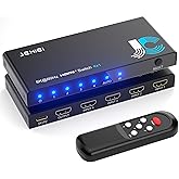 HDMI 2.1 Switch 4 in 1 Out 8K@60Hz 4K@120Hz, 4 Ports HDMI Switcher Splitter Selector with Remote, Support HDCP 2.3 HDR 10+ Dolby Vision/Atmos 48Gbps CEC for Apple TV Game PC PS Pro Xbox Roku