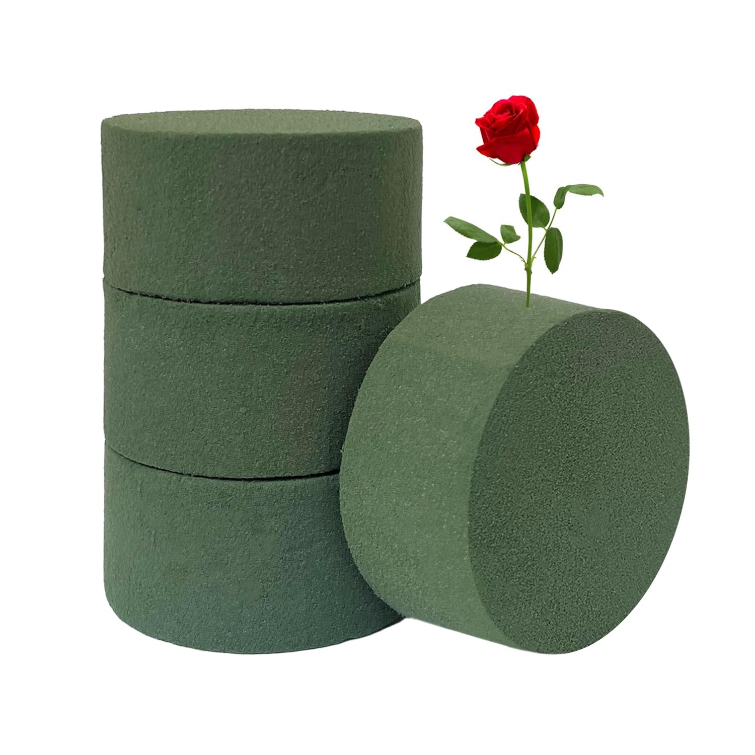 4pcs Round Wet & Dry Floral Foam for Flower Arrangements, Bouquets, Weddings and Flower Shops (Green)