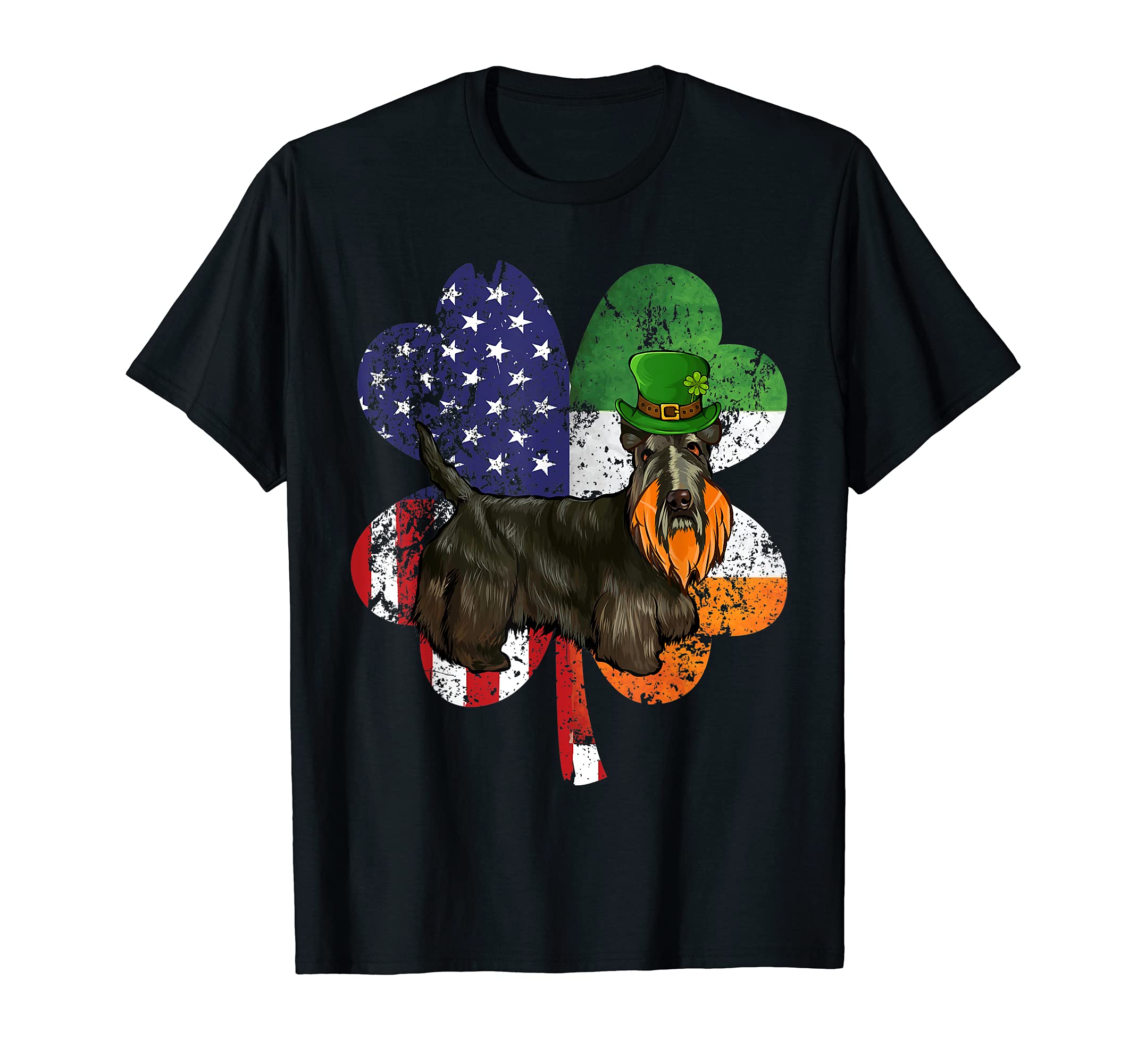 St Patricks Day Irish American Flag Scottish Terrier Dog T-Shirt
