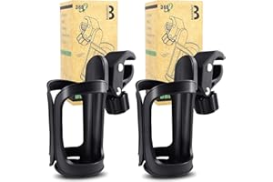 2 Pack Stroller Drink Holders, Universal Cup and Bottle Holder for Trolleys, Walkers and Bikes