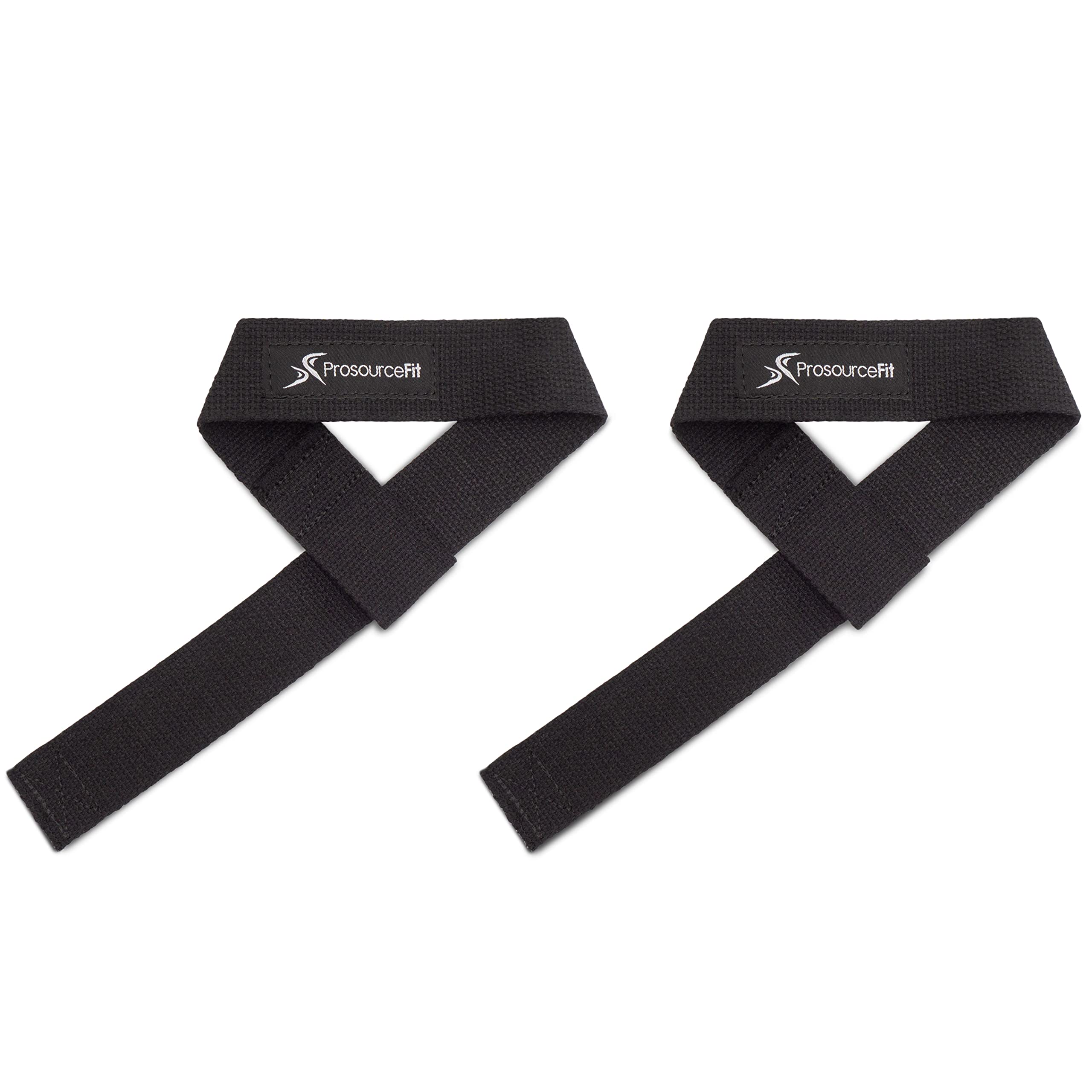 ProsourceFit Pair of Weight Lifting Straps for Men and Women, Adjustable Cotton Straps for Improved Grip, Black
