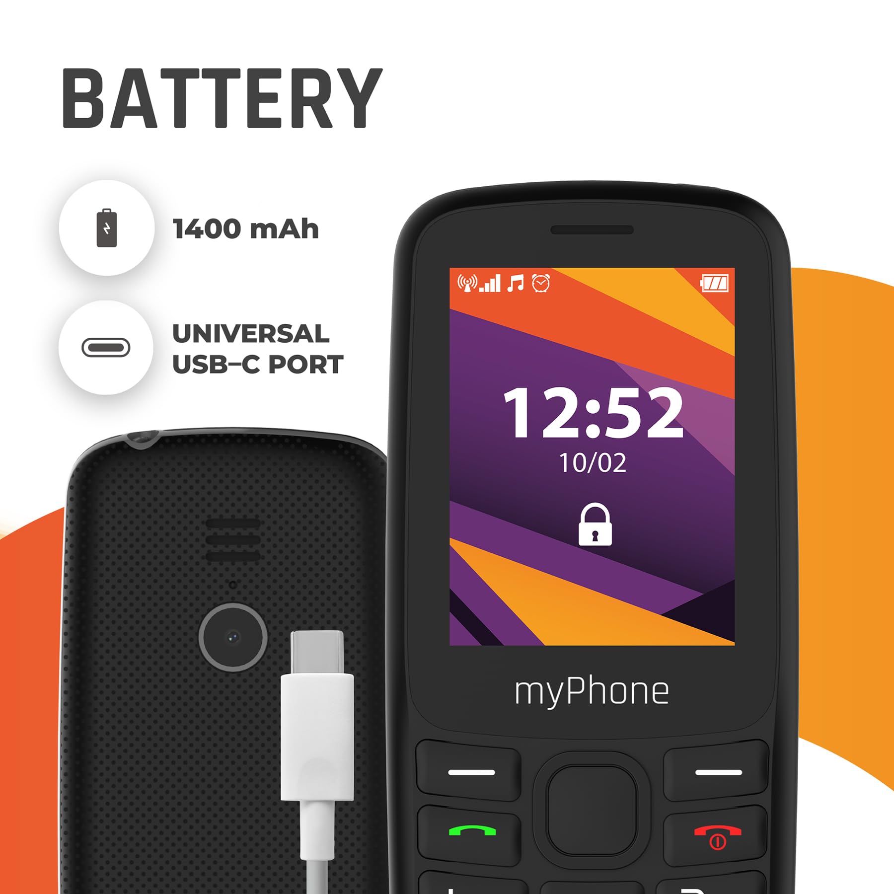 myPhone 6410 LTE 4G Simple Phone with Clear Display and Large Buttons, Large 1400mAh Battery, Bluetoth, Radio, Torch LED, Large 124MB Drive, Ice