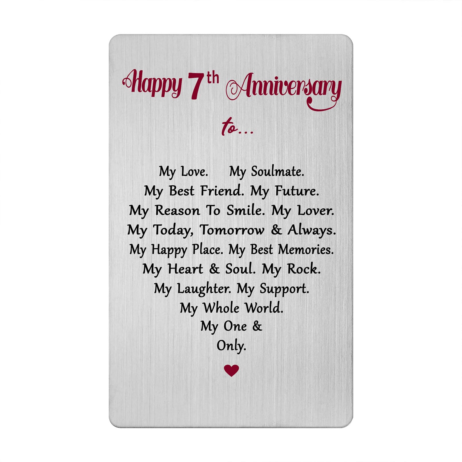 7 Year Anniversary Card for Men Women Him Her- Romantic 7th Wedding Anniversary Keepsake Gift for Husband Wife