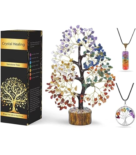 Top Plaza 7 Chakra Crystal Tree - Healing Stones On Amethyst Base, Handmade Gemstone Money Tree For Home & Office Decor - View #6
