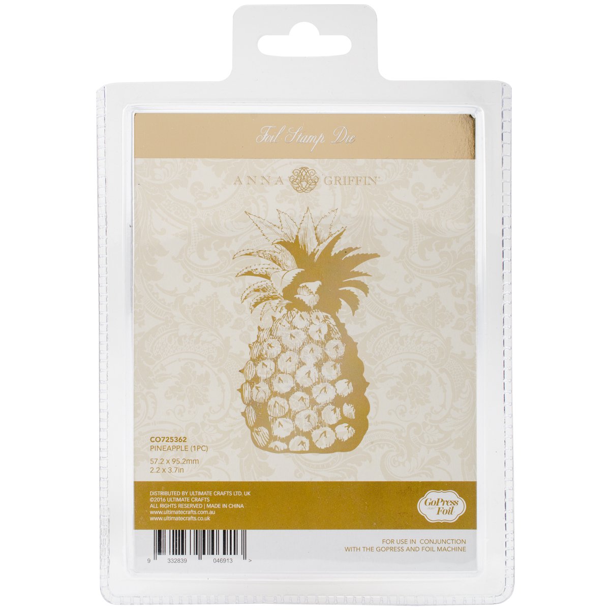 Couture Creations Pineapple Hot Foil Stamp Die, Metal, Grey, 20.5 x 14.5 x 0.8 cm