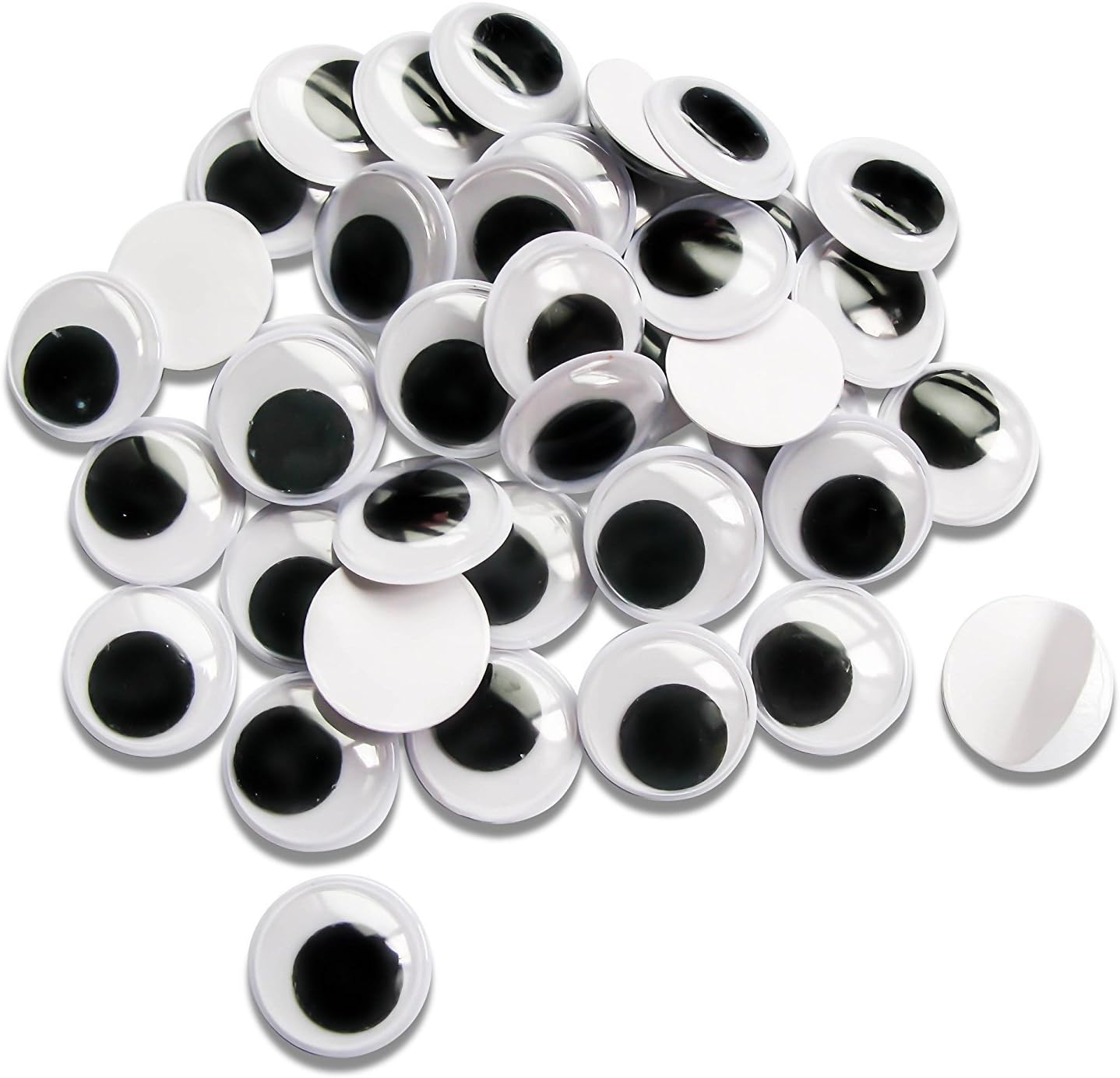 TOAOB 300pcs 15mm Wiggle Googly Eyes Self Adhesive Large Round Black White Sticky on Googly Eyes Plastic Craft Eyes for DIY Crafts Decoration