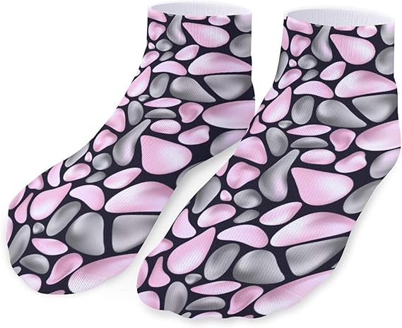 Amazon 靴下 くるぶし グレーとピンク 石のパターン メンズフットカバー メンズソックス ショートソックス 綿100 抗菌防臭 吸汗速乾 2足セット 通勤 おしゃれ ビジネス 室内 カジュアル ビジネスソックス 通販