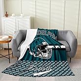 Feelyou Football Fleece Throw Blanket Philadelphia Flannel Blanket Plush Fuzzy Football City for Bed Couch Chair Living Room Sports Games Twin 60"x80" Bedroom Decor
