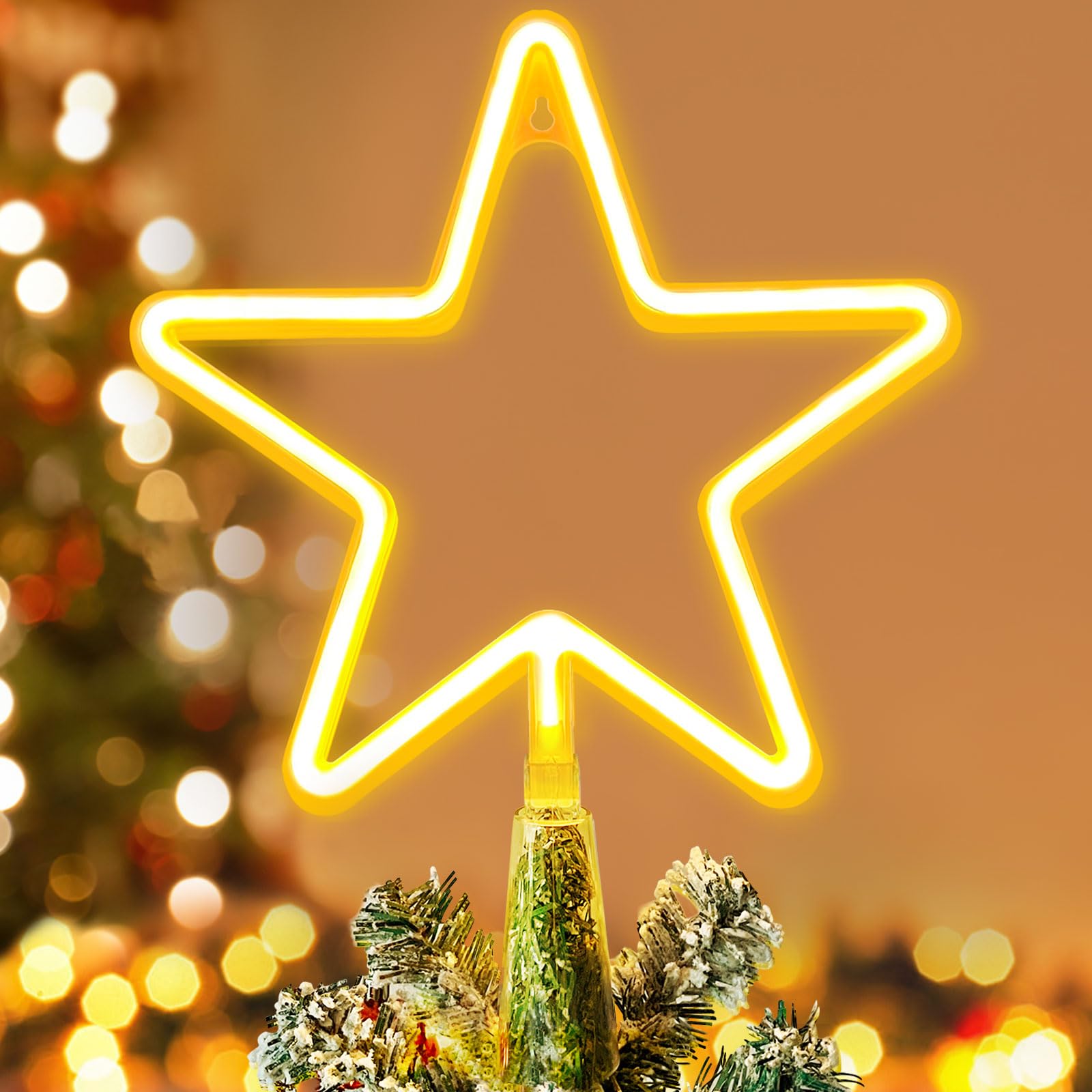 Photo 1 of KOUPA 14.5-Inch Christmas Tree Topper Large 5 Point Star Treetop with LED Warm White Lights for Xmas Ornaments and Holiday Seasonal Tree Decorations